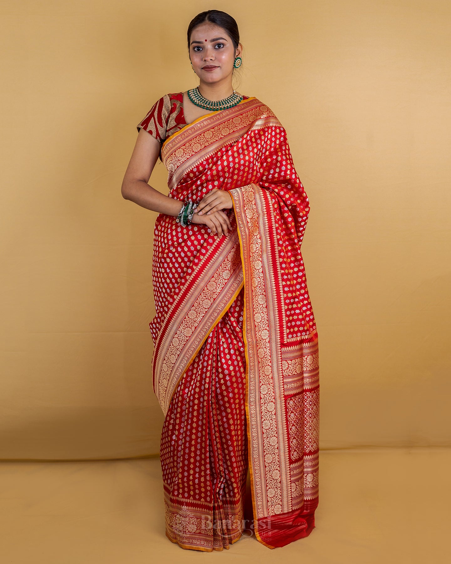 Ethnic Red Sona Rupa Katan Banarasi Silk Saree