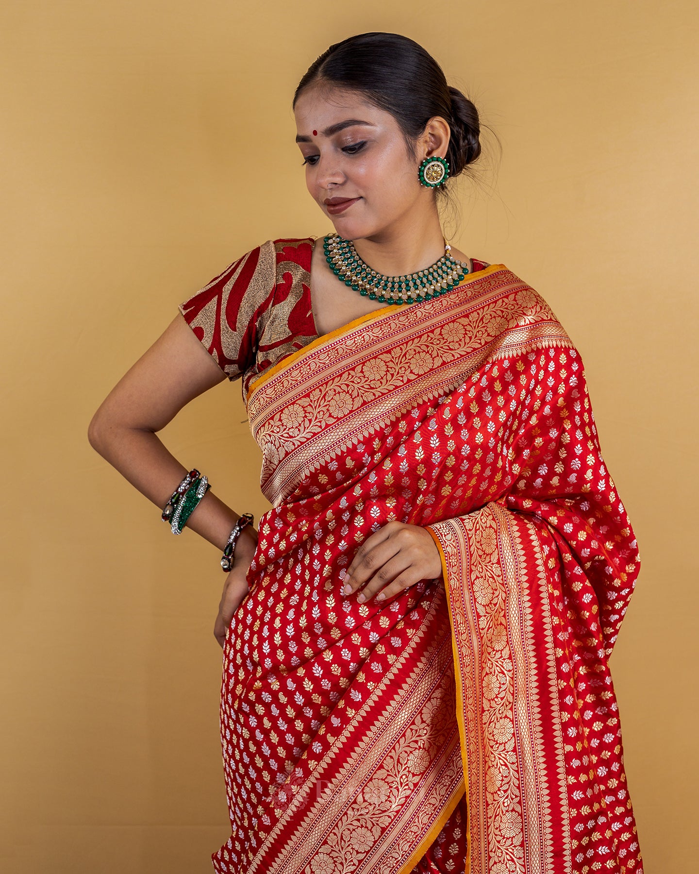 Ethnic Red Sona Rupa Katan Banarasi Silk Saree