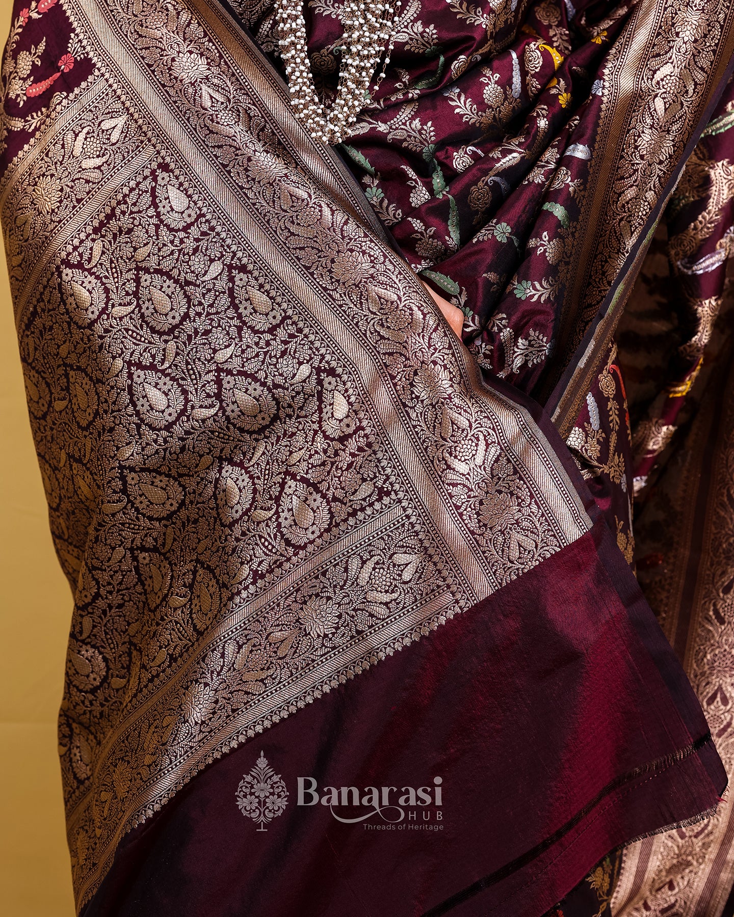 Coffee Brown Handwoven Katan Banarasi Silk Saree