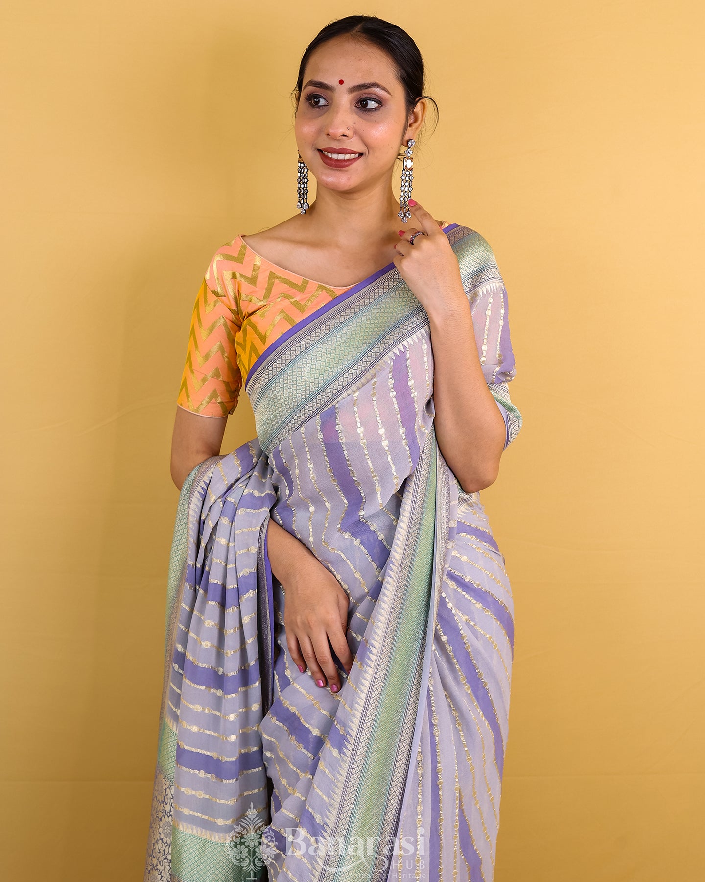 Grey Rangkat Khaddi Banarasi Georgette Silk Saree