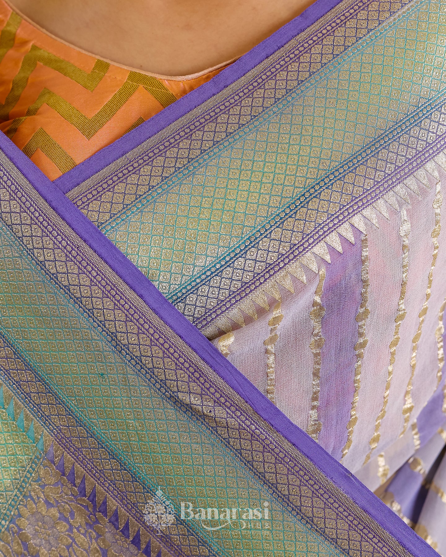Grey Rangkat Khaddi Banarasi Georgette Silk Saree