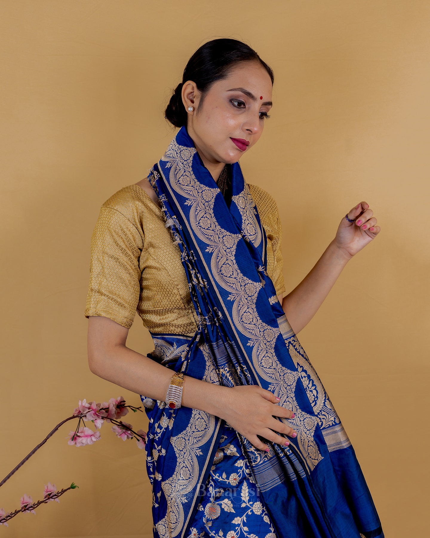 Ink Blue Meenadar Uppada Katan Banarasi Silk Saree