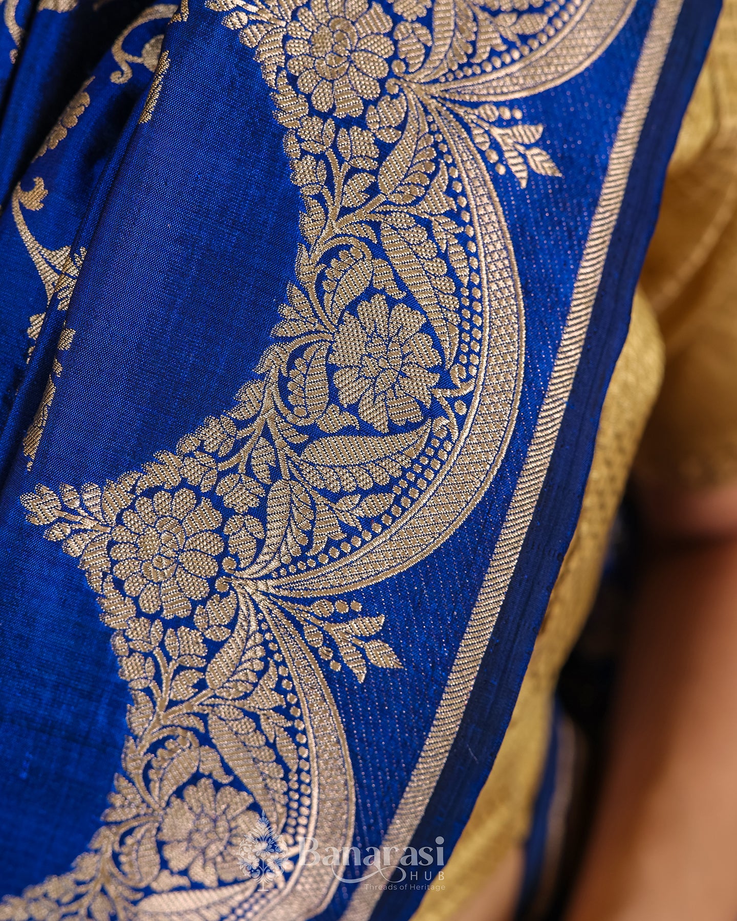 Ink Blue Meenadar Uppada Katan Banarasi Silk Saree
