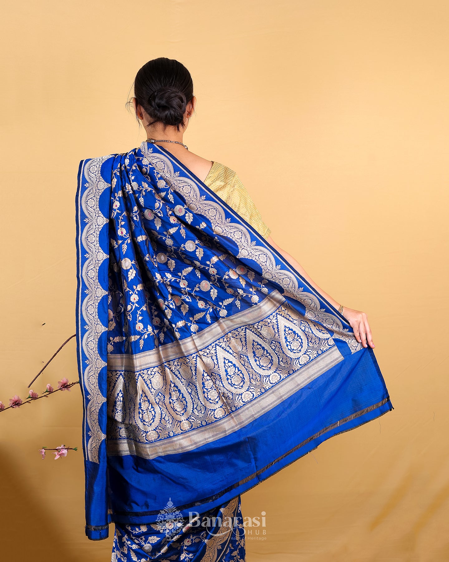 Ink Blue Meenadar Uppada Katan Banarasi Silk Saree