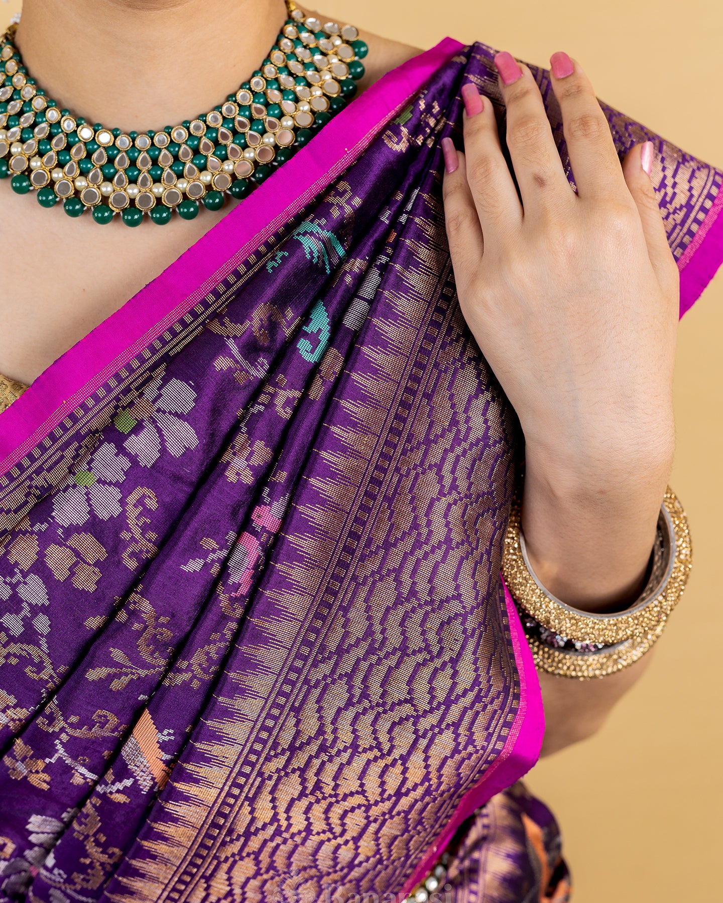 Magenta Multicolor Bird Weaving Katan Banarasi Silk Saree
