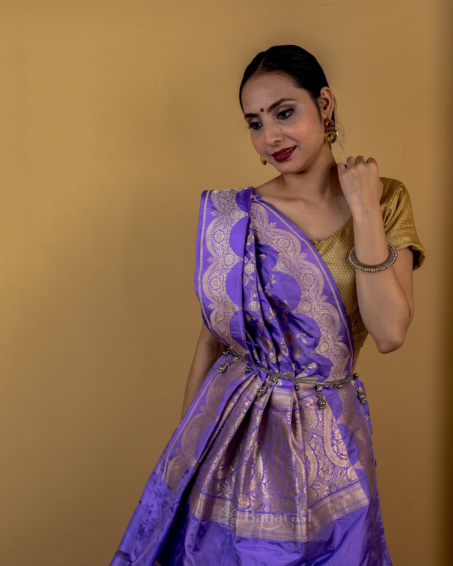 Lilac Purple Handwoven Katan Banarasi Silk Saree