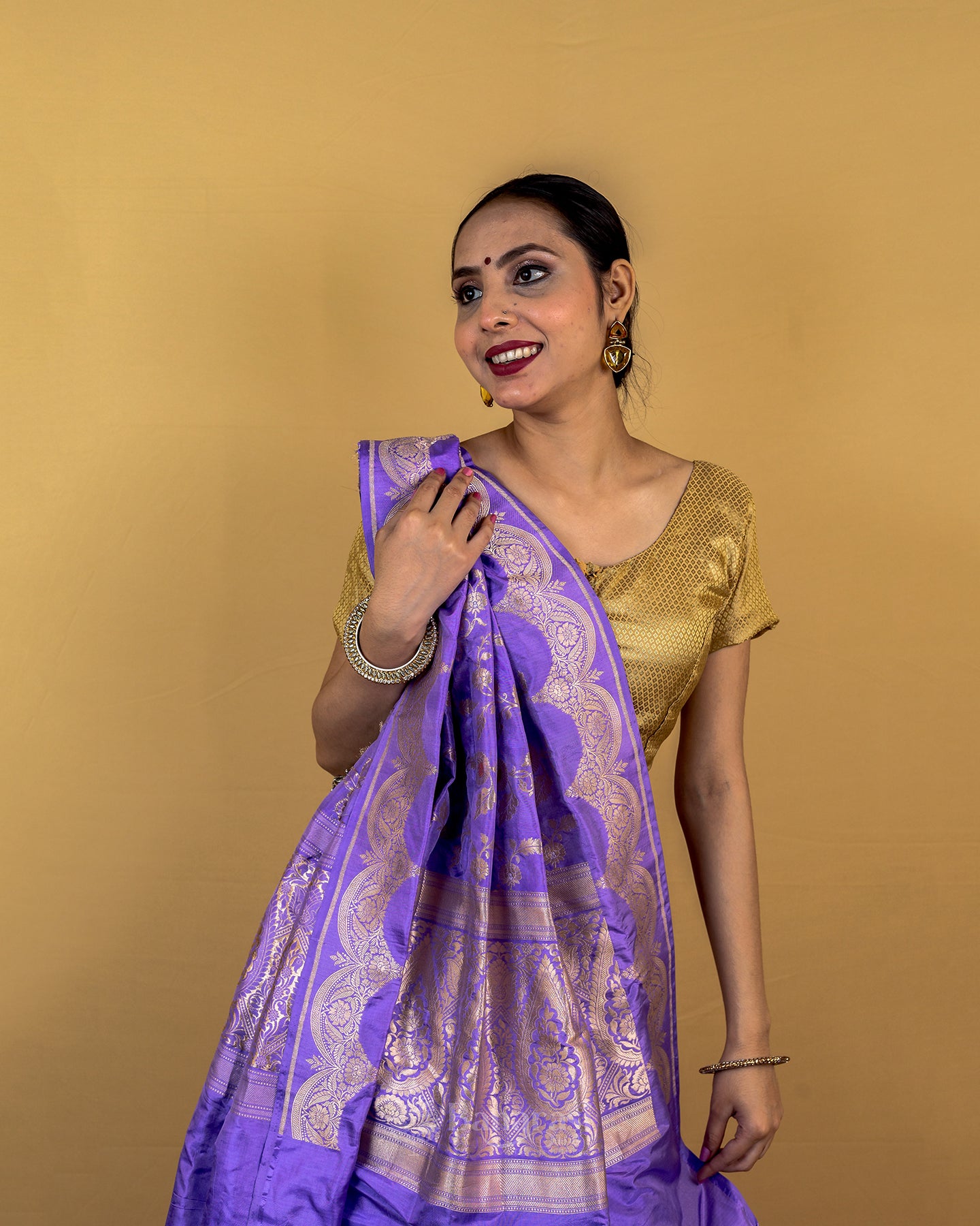 Lilac Purple Handwoven Katan Banarasi Silk Saree