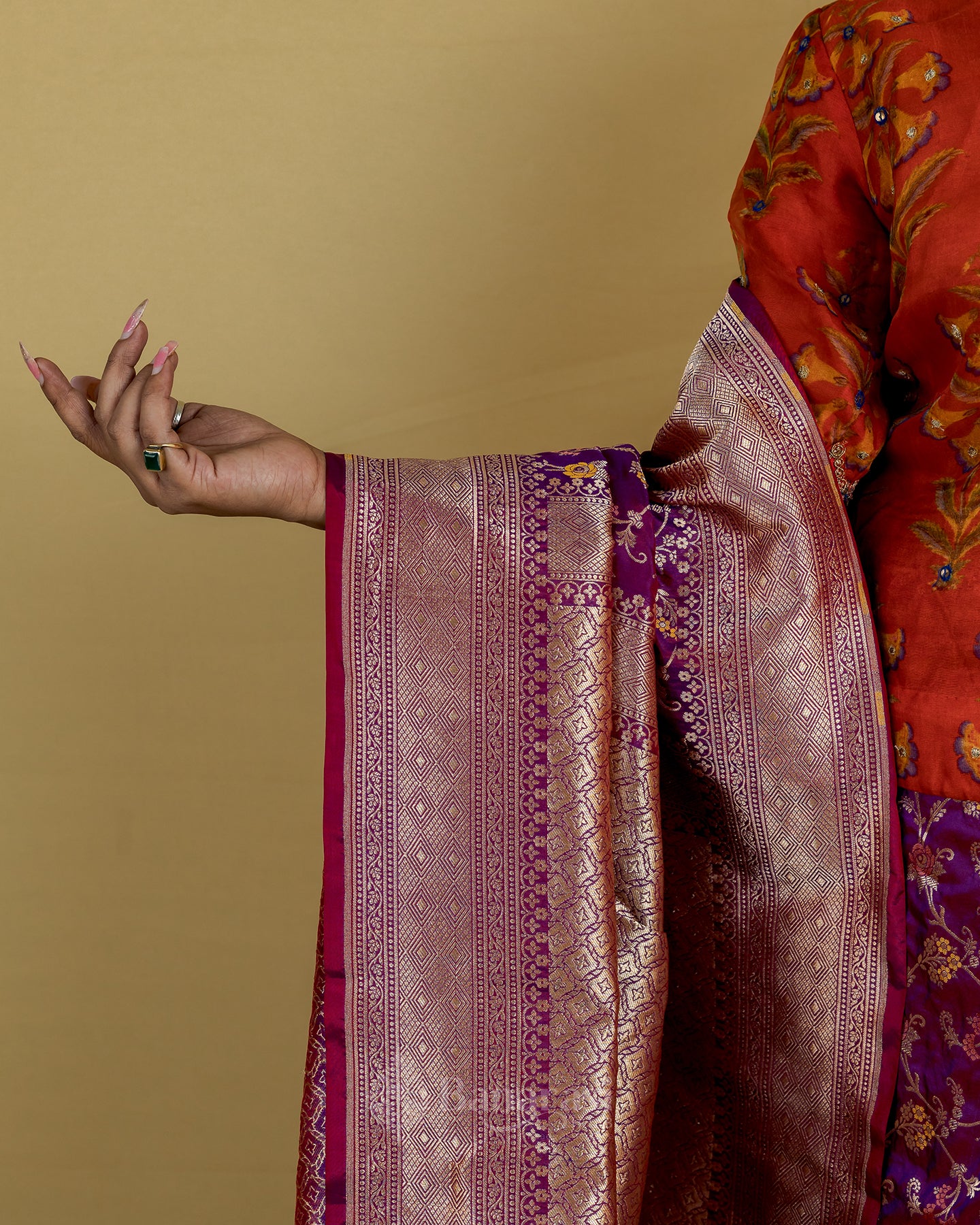 Magenta Handwoven Katan Banarasi Silk Saree