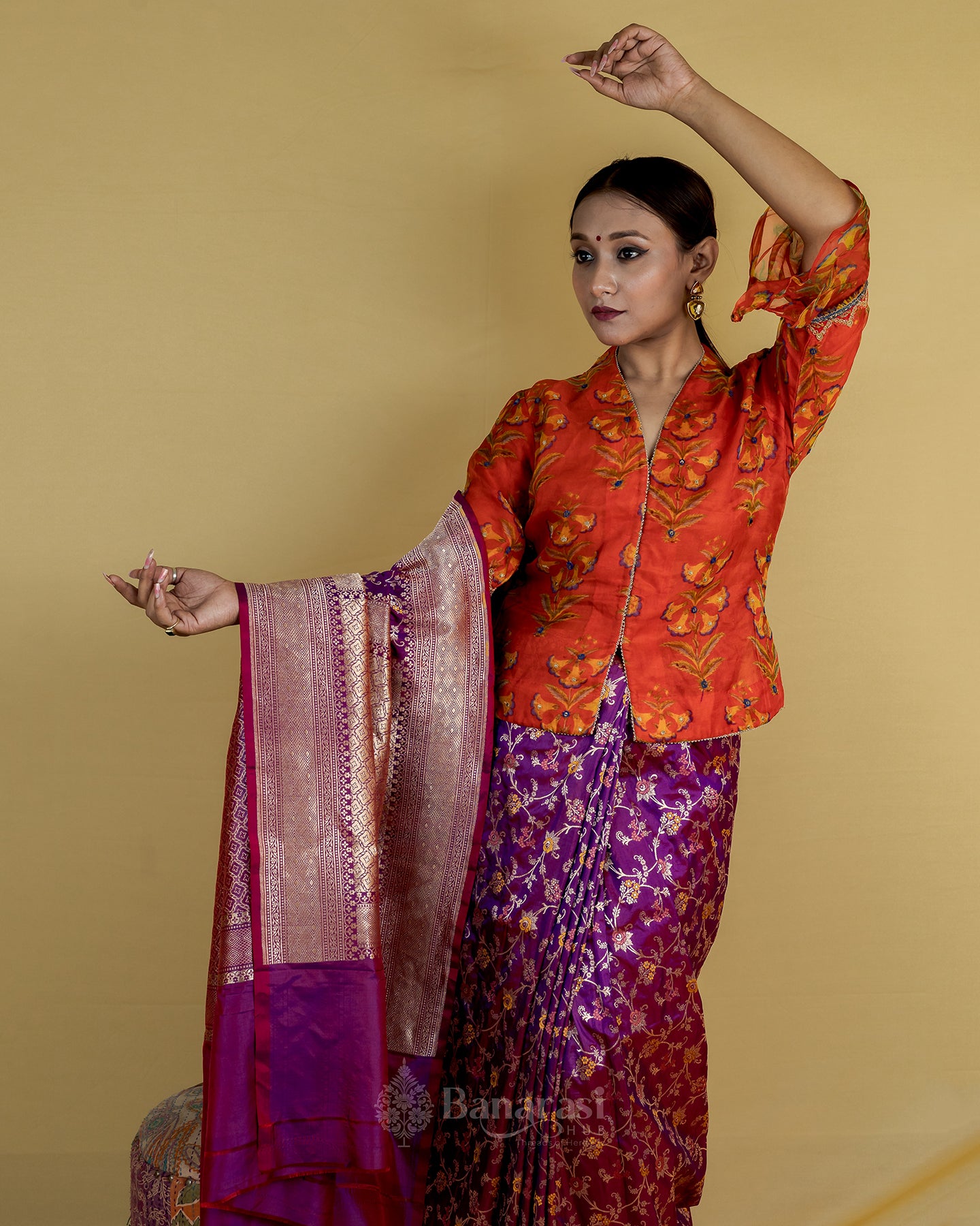 Magenta Handwoven Katan Banarasi Silk Saree