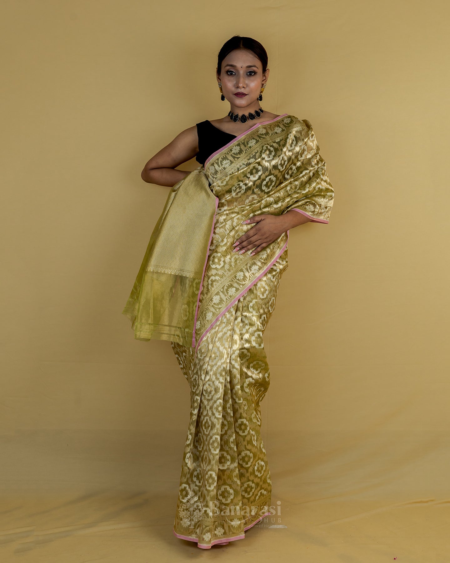 Metallic Green Tissue Banarasi Silk Saree
