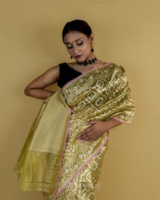 Metallic Green Tissue Banarasi Silk Saree