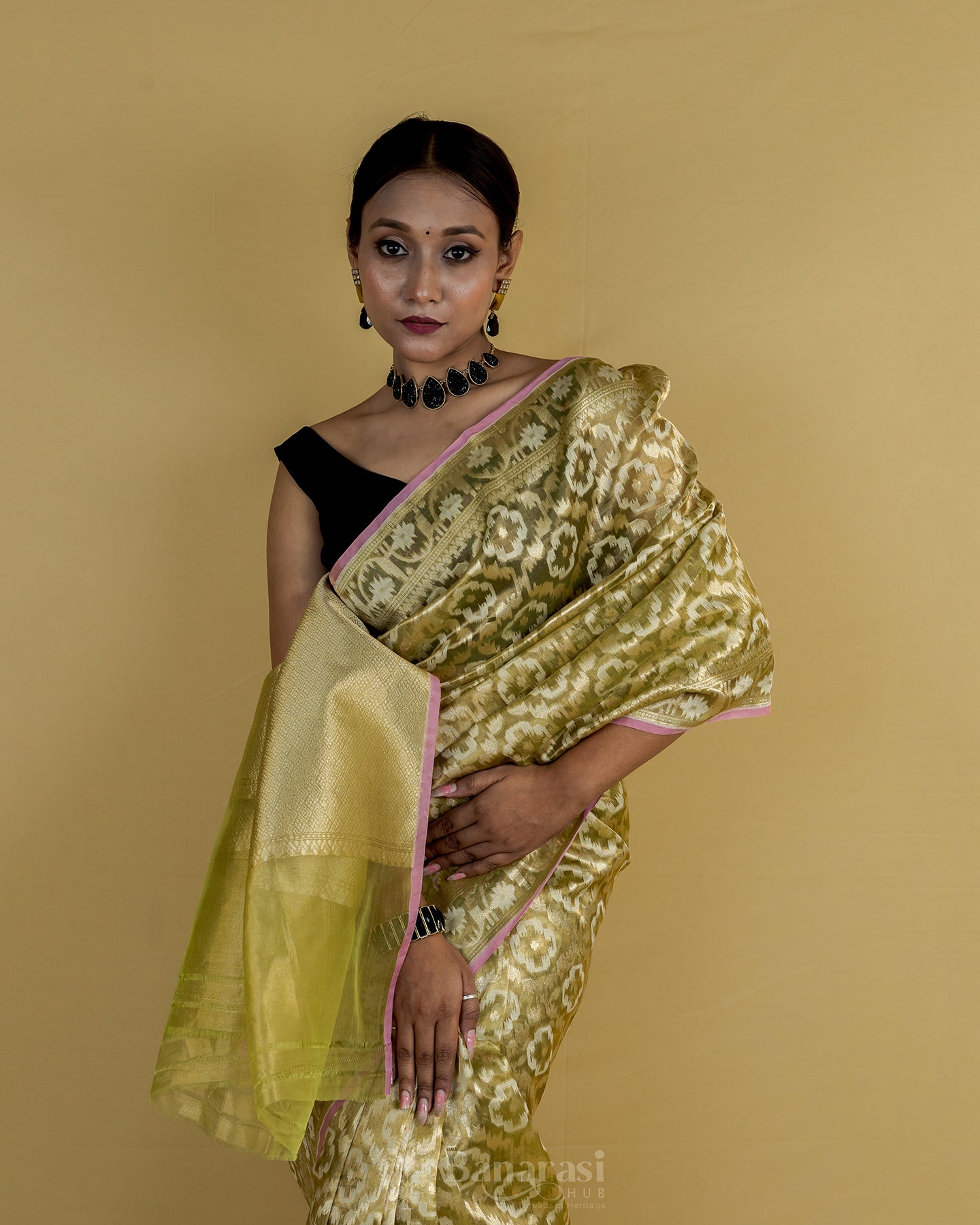 Metallic Green Tissue Banarasi Silk Saree
