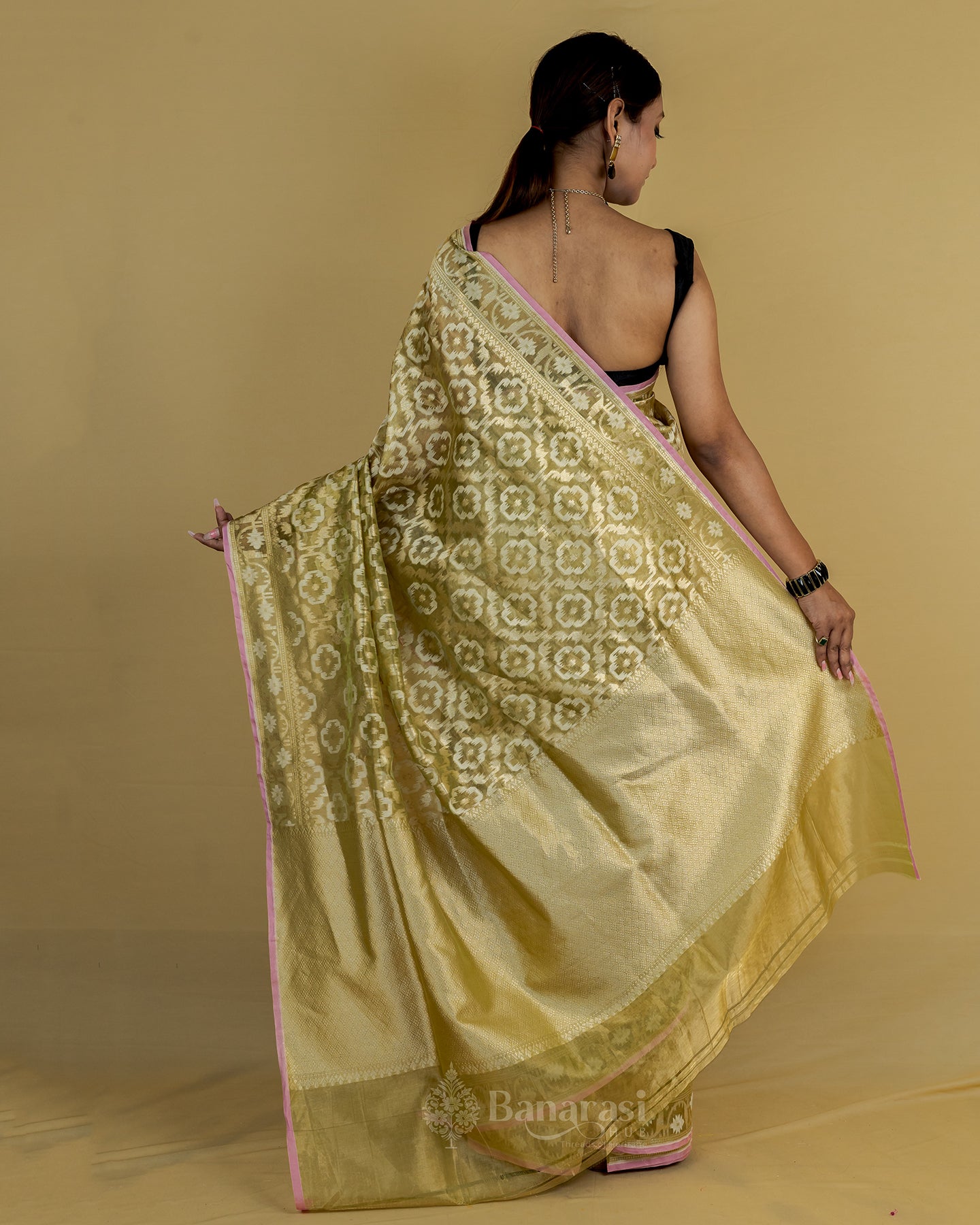 Metallic Green Tissue Banarasi Silk Saree