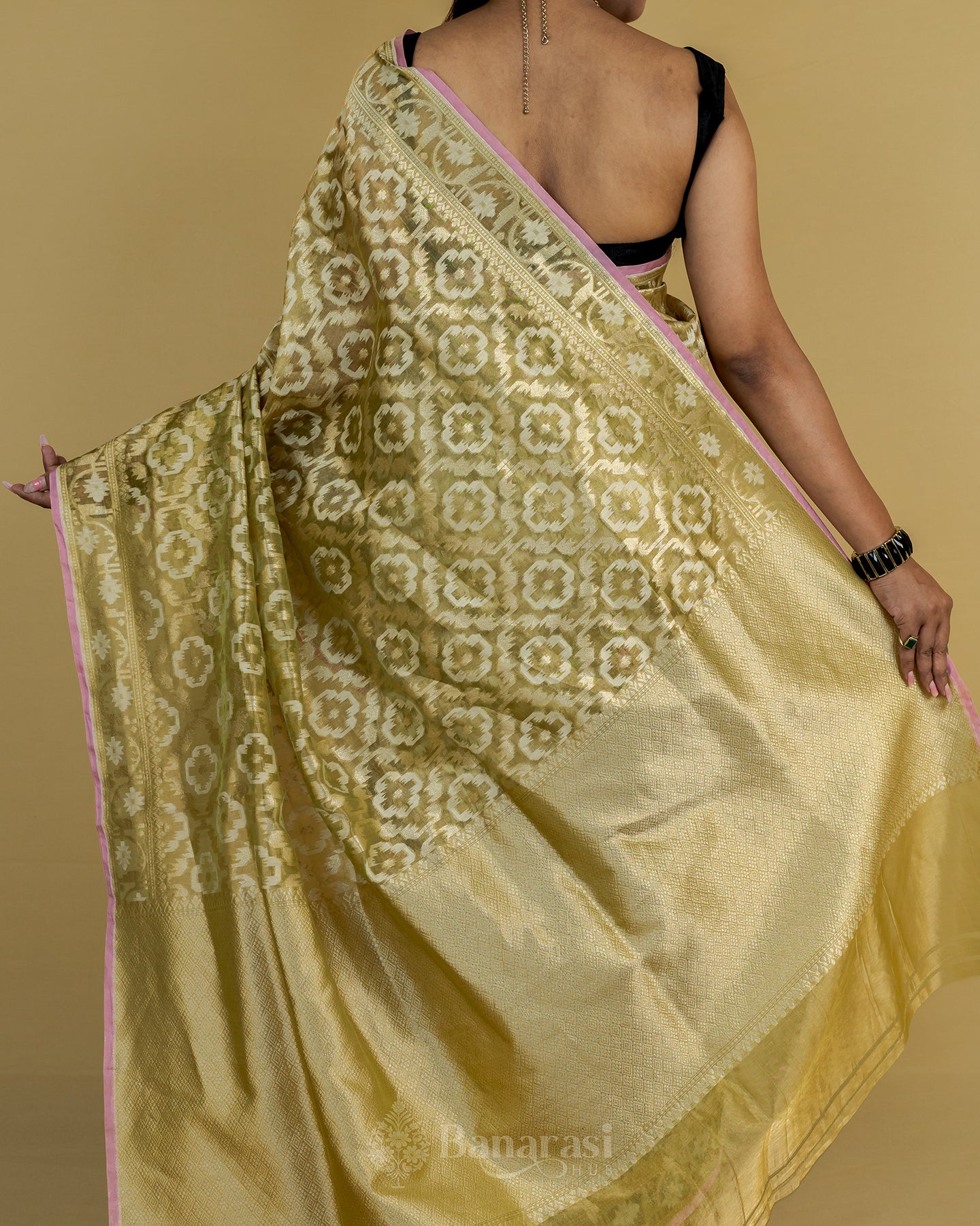 Metallic Green Tissue Banarasi Silk Saree