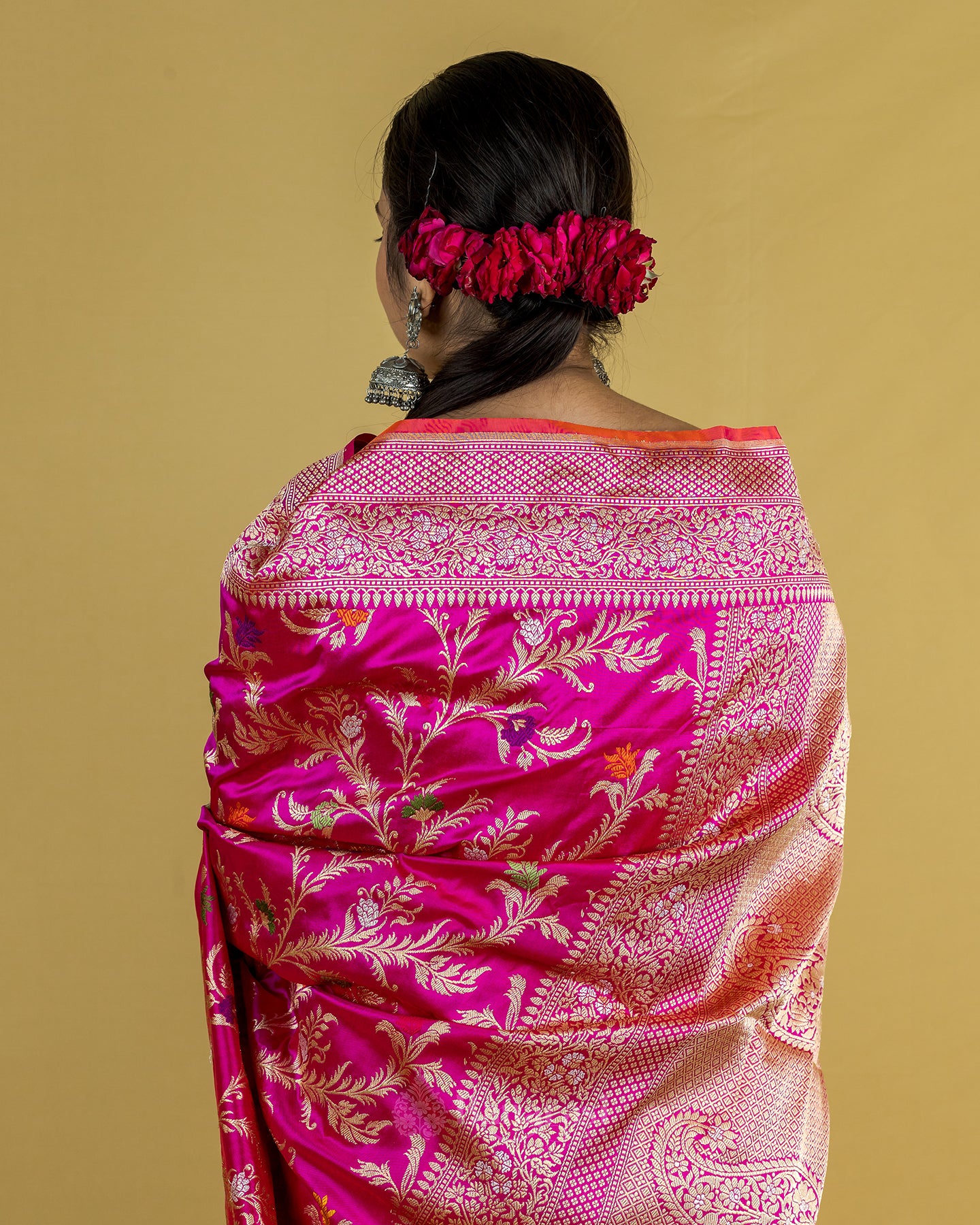 Rani Pink Kadhwa Jangla Meenadar Banarasi Silk Saree
