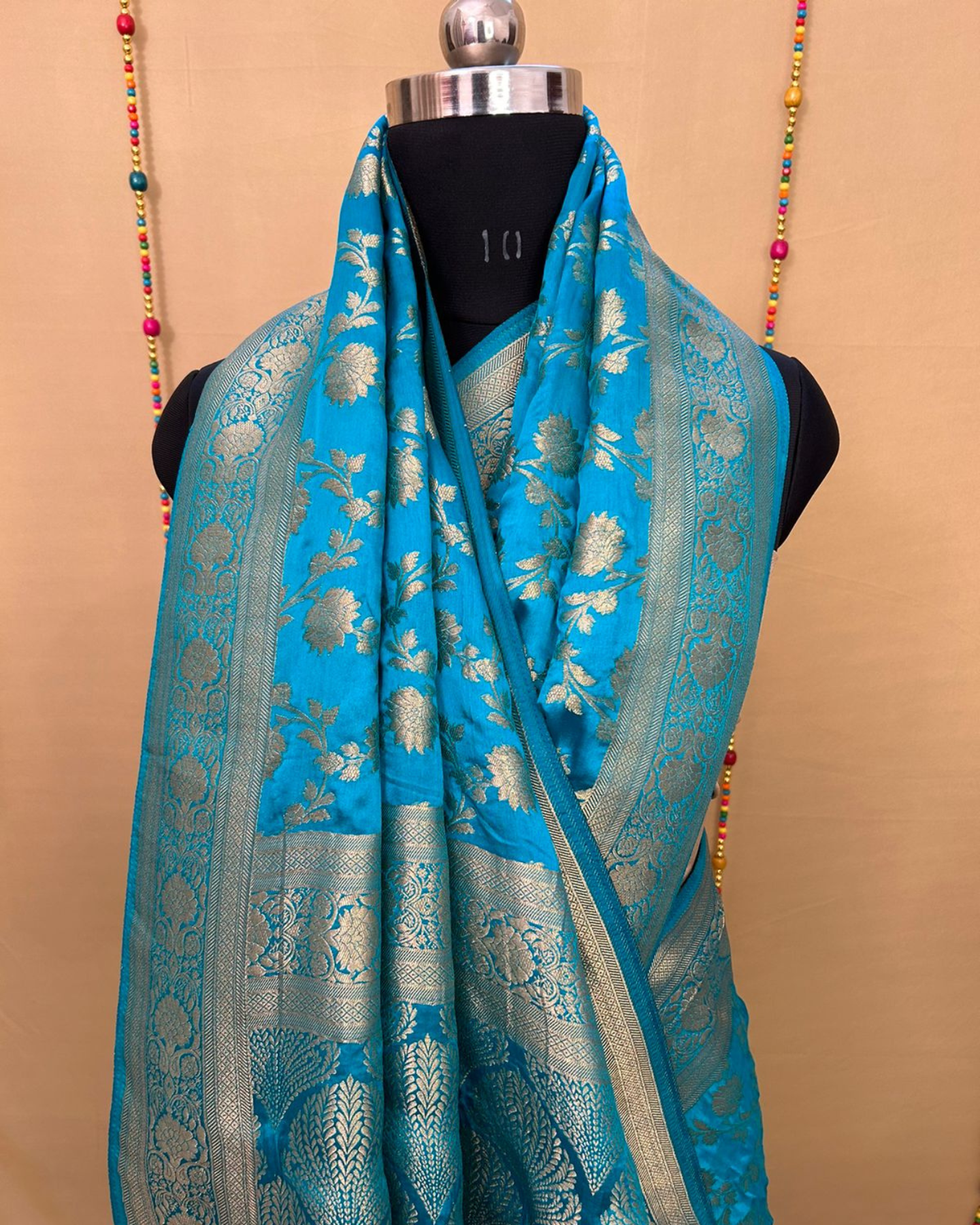 Blue Gajji Satin Zari Weaving Saree