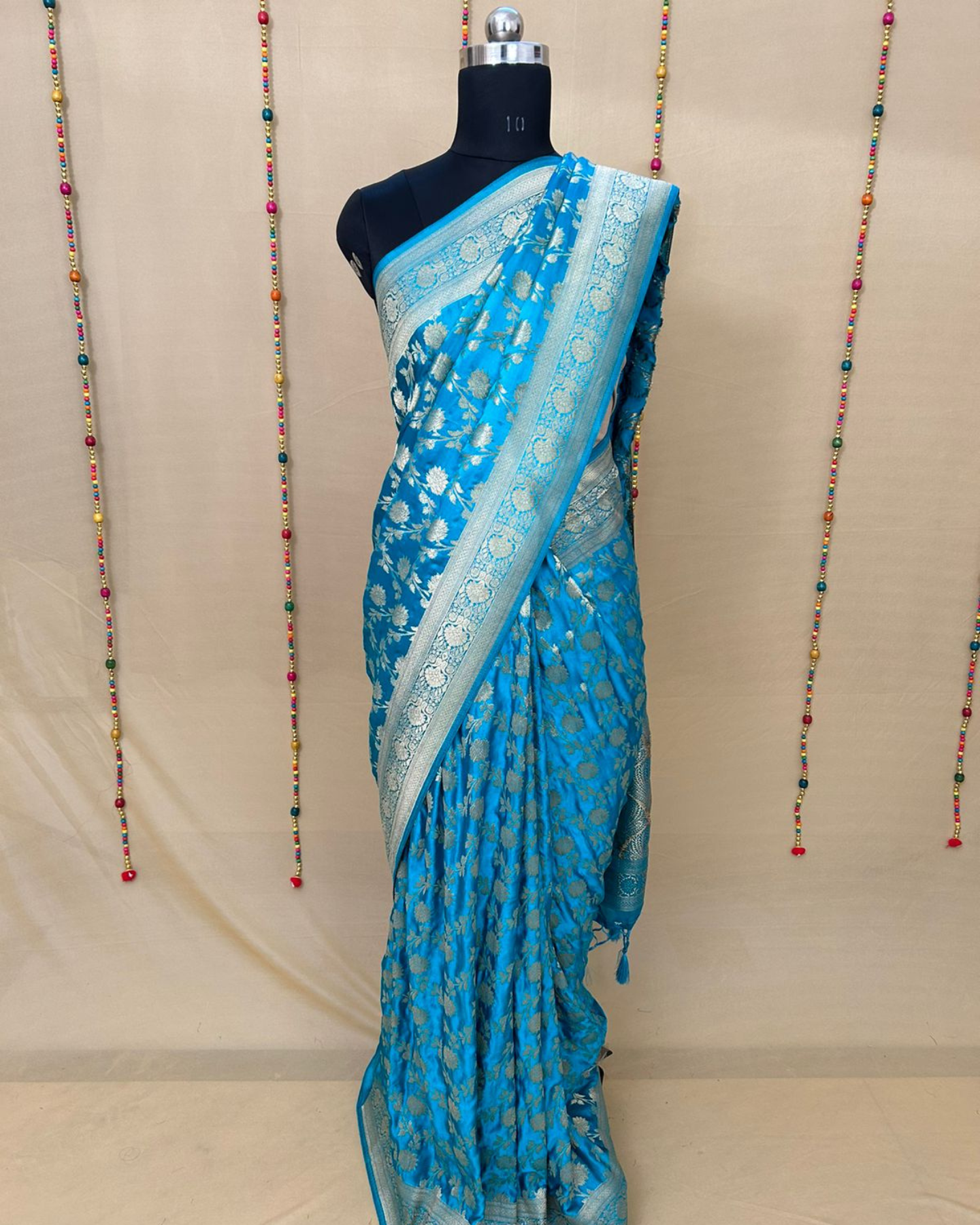 Blue Gajji Satin Zari Weaving Saree