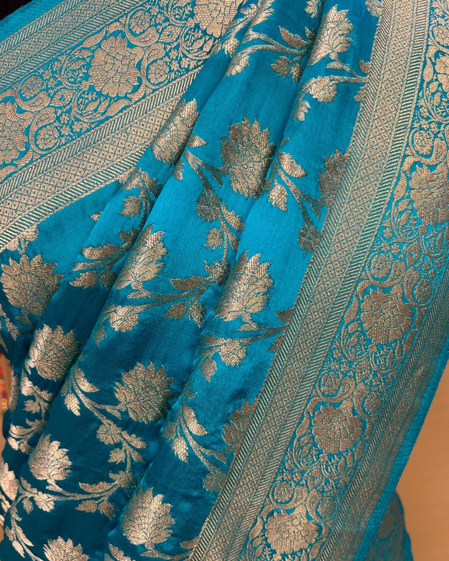 Blue Gajji Satin Zari Weaving Saree