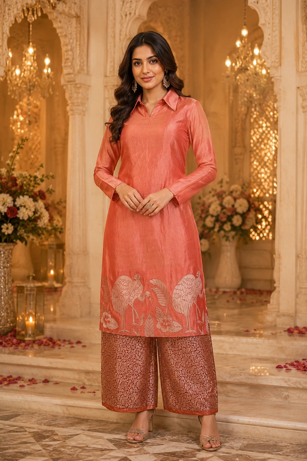 Rust Tissue Applique Puna Silk Co-ords