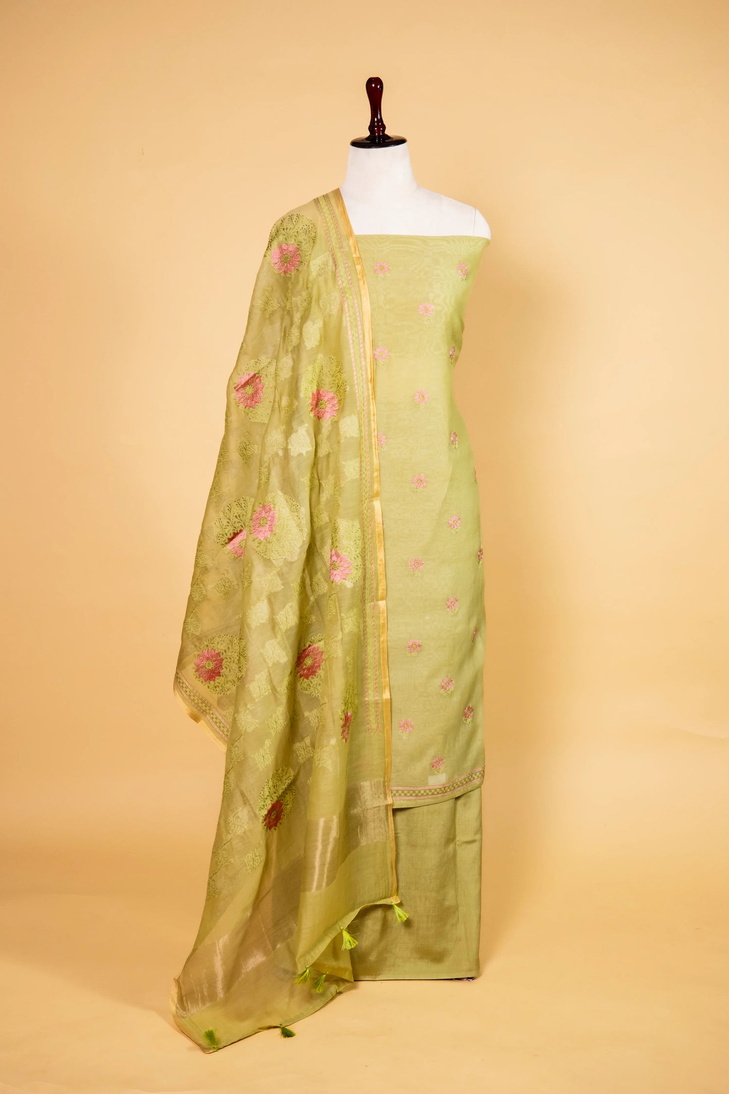 Liril Green Embroidered Mul Cotton Suit