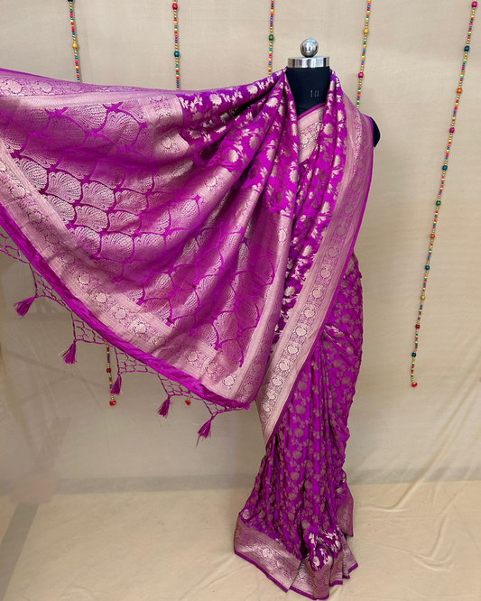 Magenta Gajji Satin Zari Weaving Saree