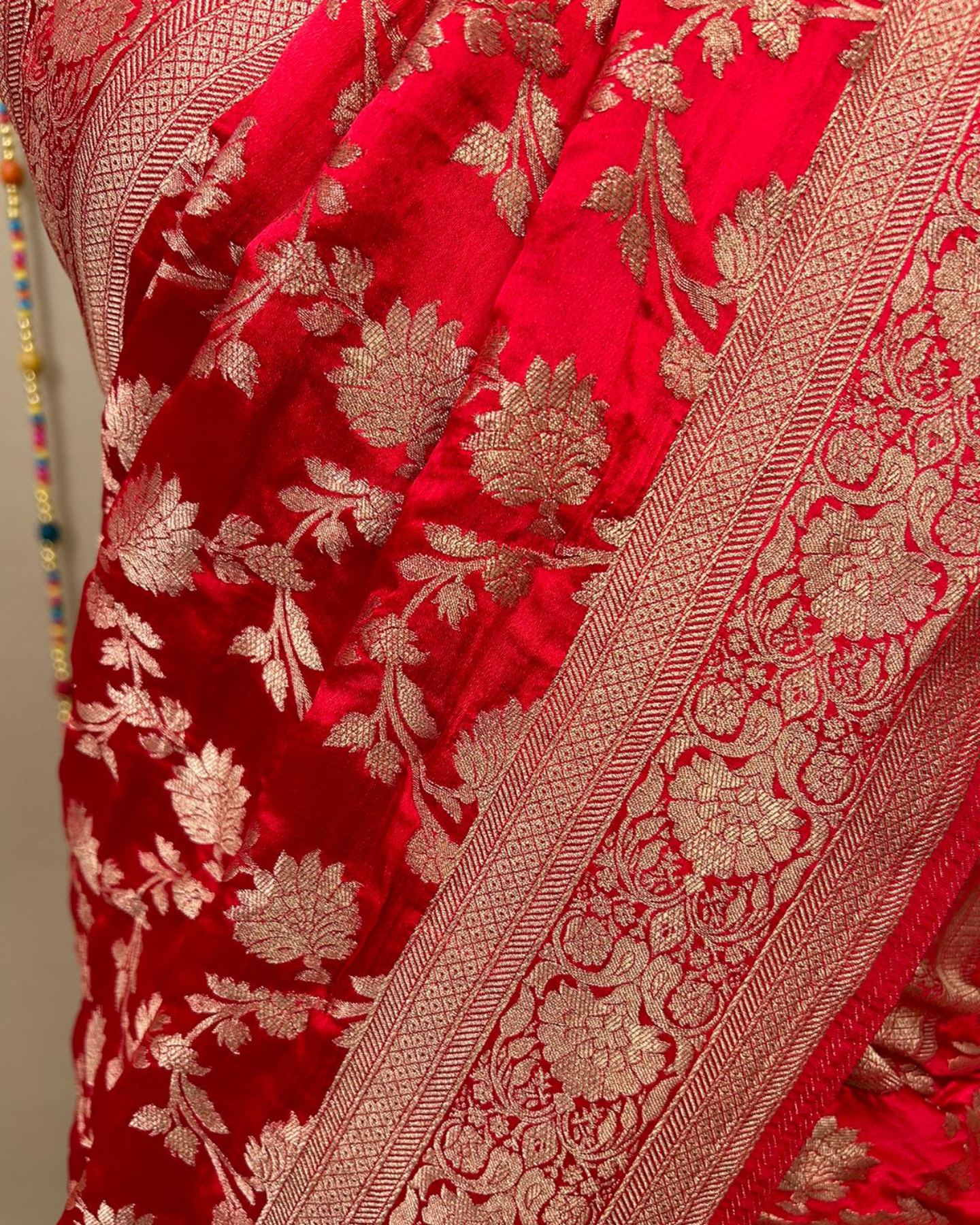 Red Gajji Satin Zari Weaving Saree