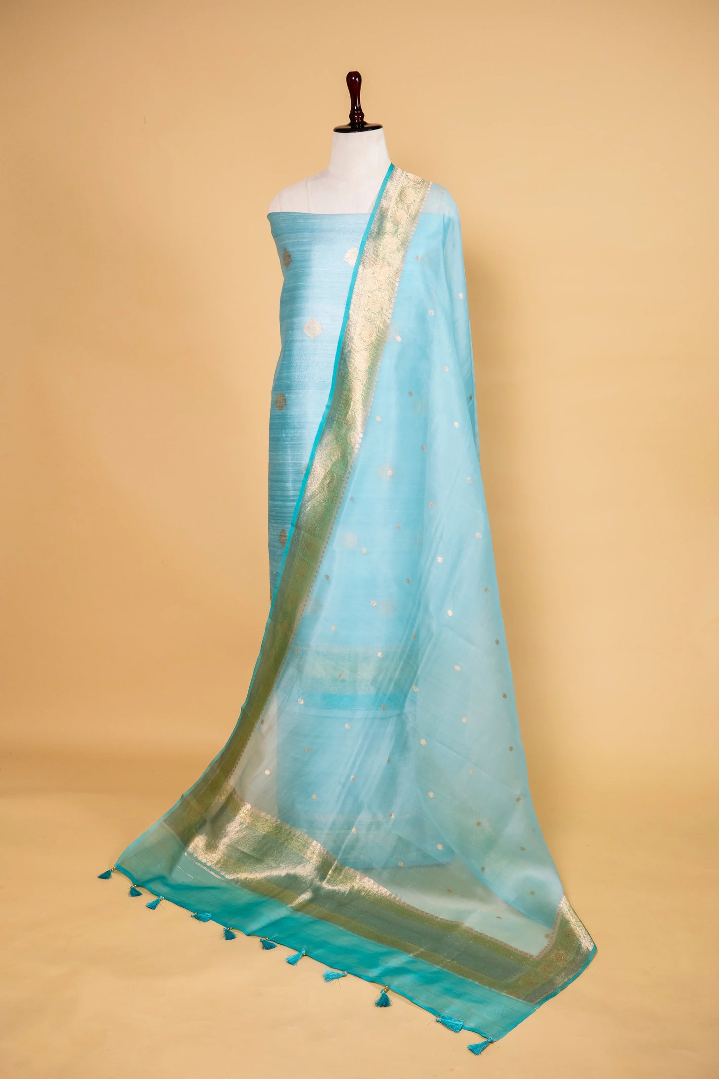Blue Handwoven Raw Silk suit