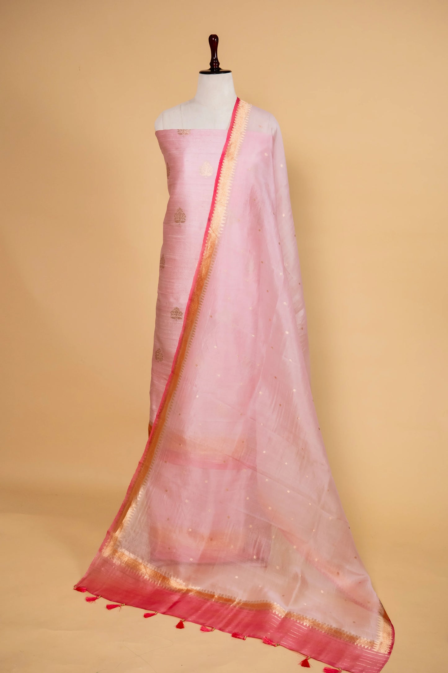 Peachy Pink Handwoven Raw Silk suit