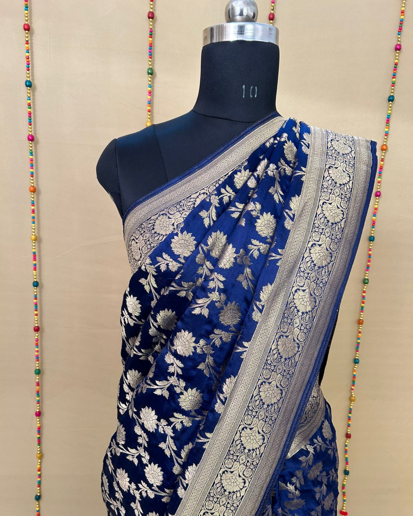 Navy Blue Gajji Satin Zari Weaving Saree