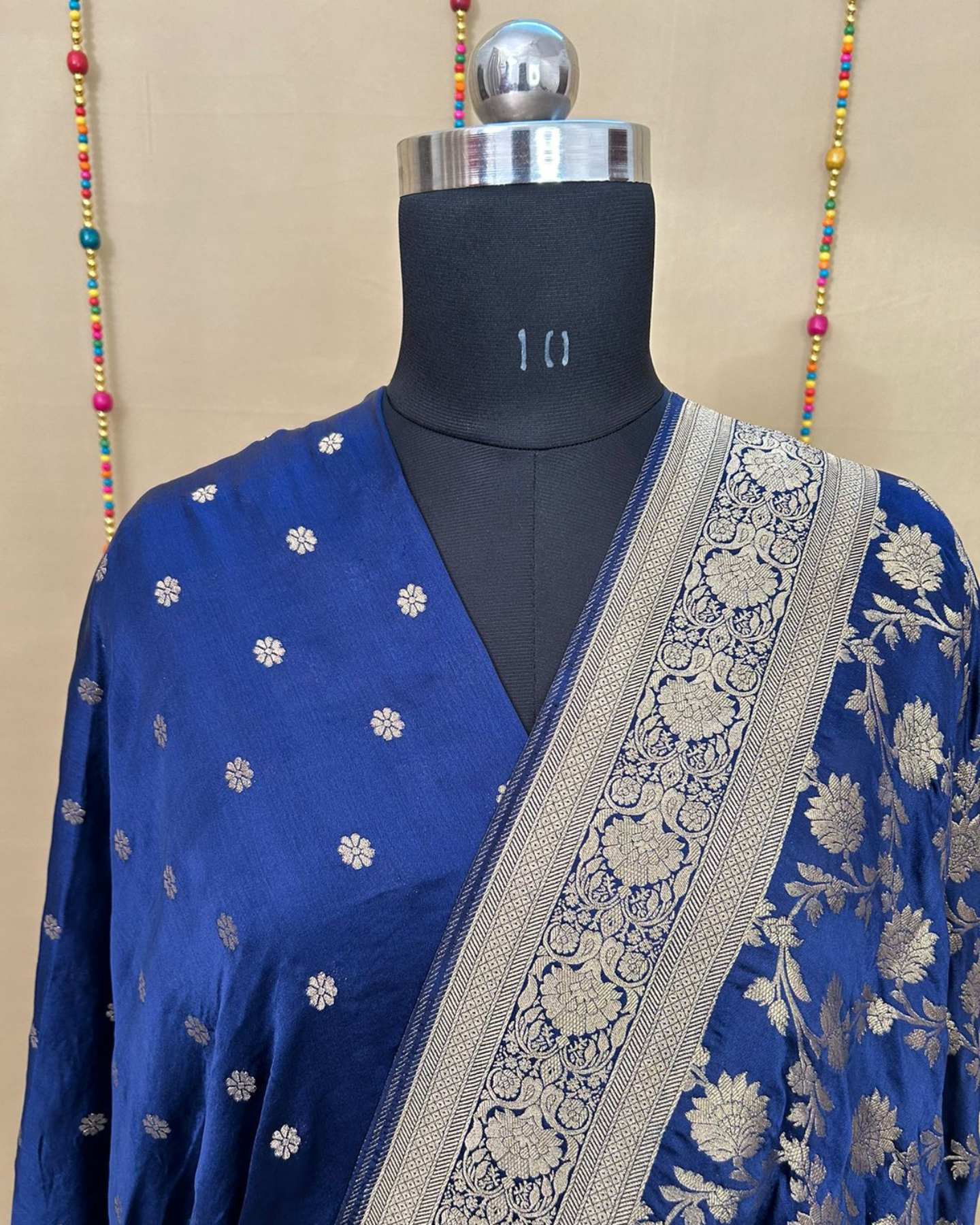 Navy Blue Gajji Satin Zari Weaving Saree