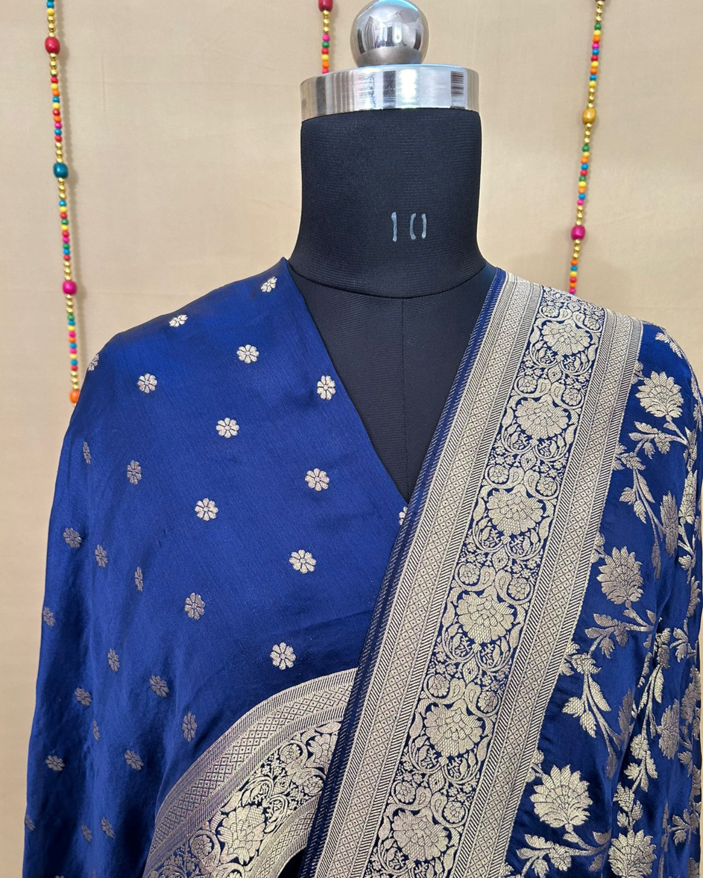 Navy Blue Gajji Satin Zari Weaving Saree