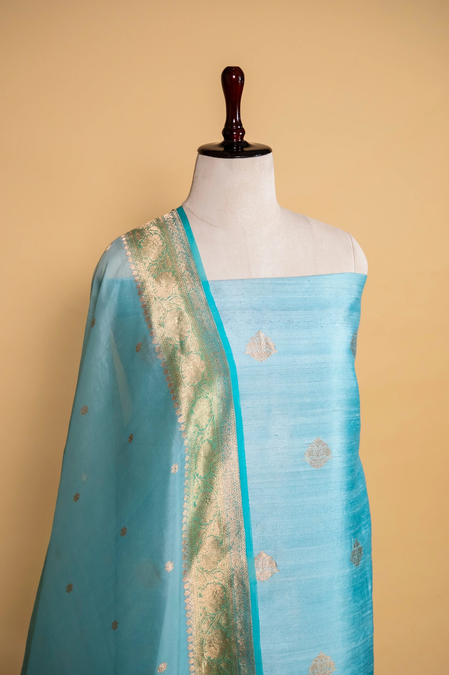 Blue Handwoven Raw Silk suit