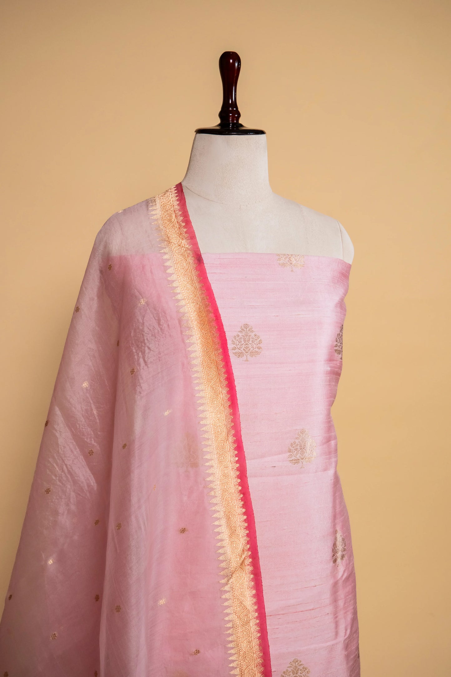 Peachy Pink Handwoven Raw Silk suit