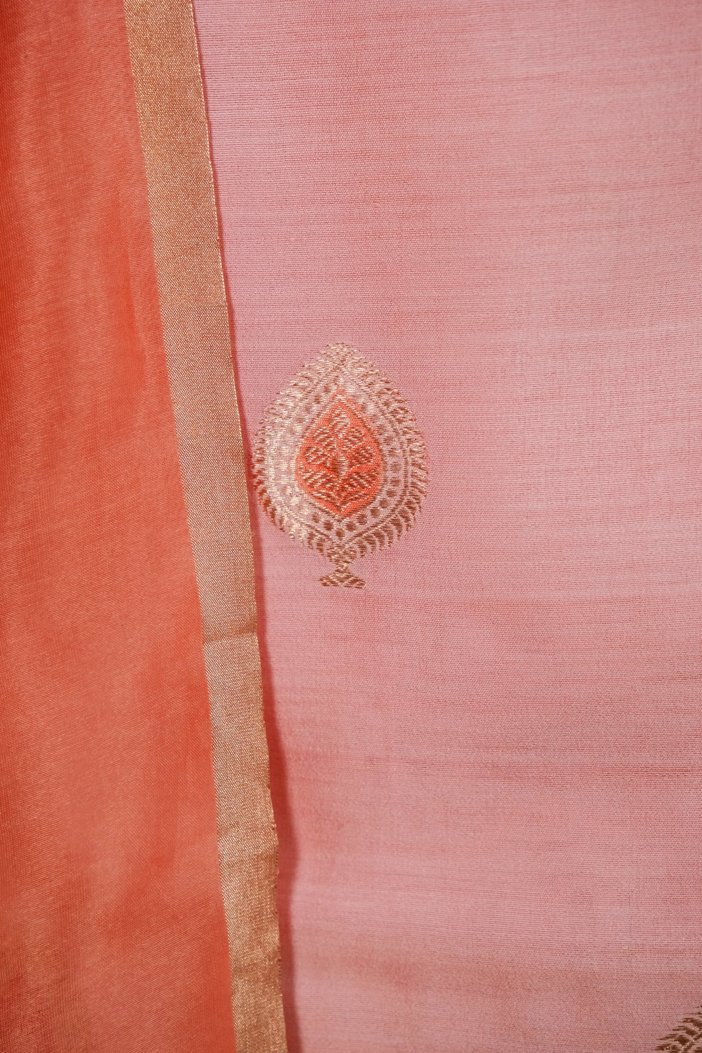 Peach Handwoven Chiniya Silk Suit