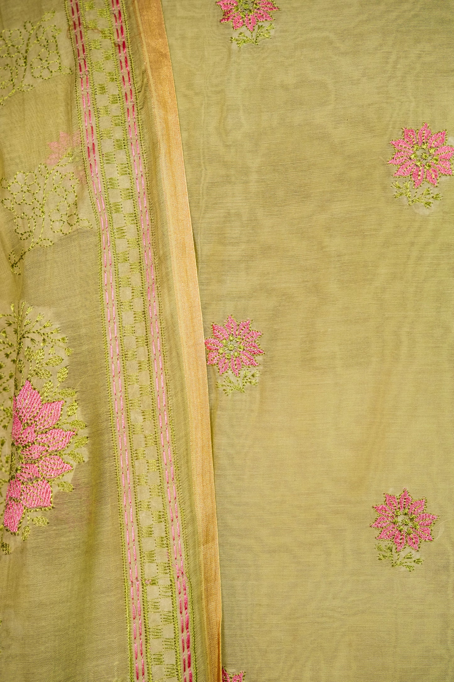 Liril Green Embroidered Mul Cotton Suit