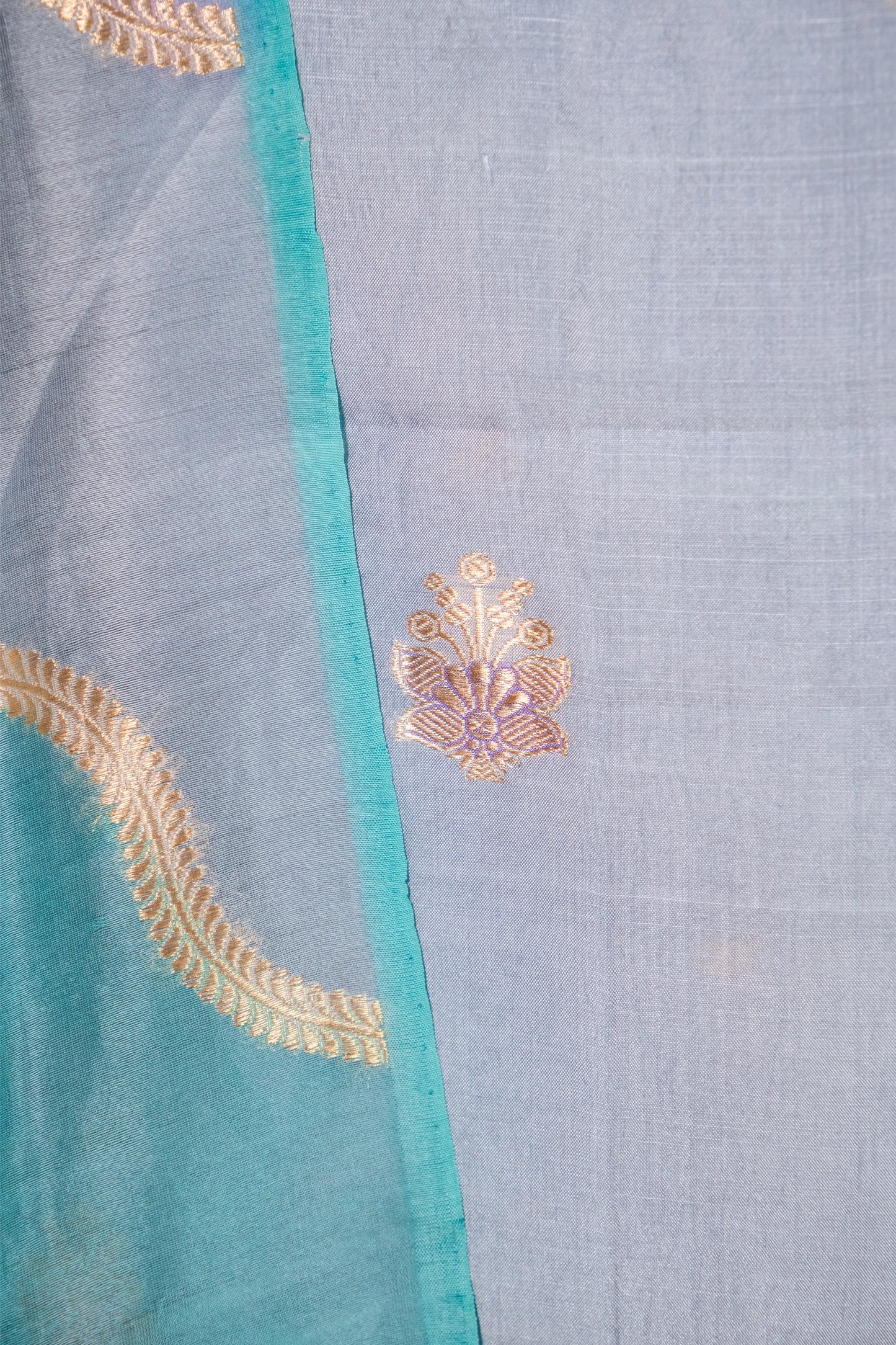 Powder Blue Handwoven Chiniya Silk Suit