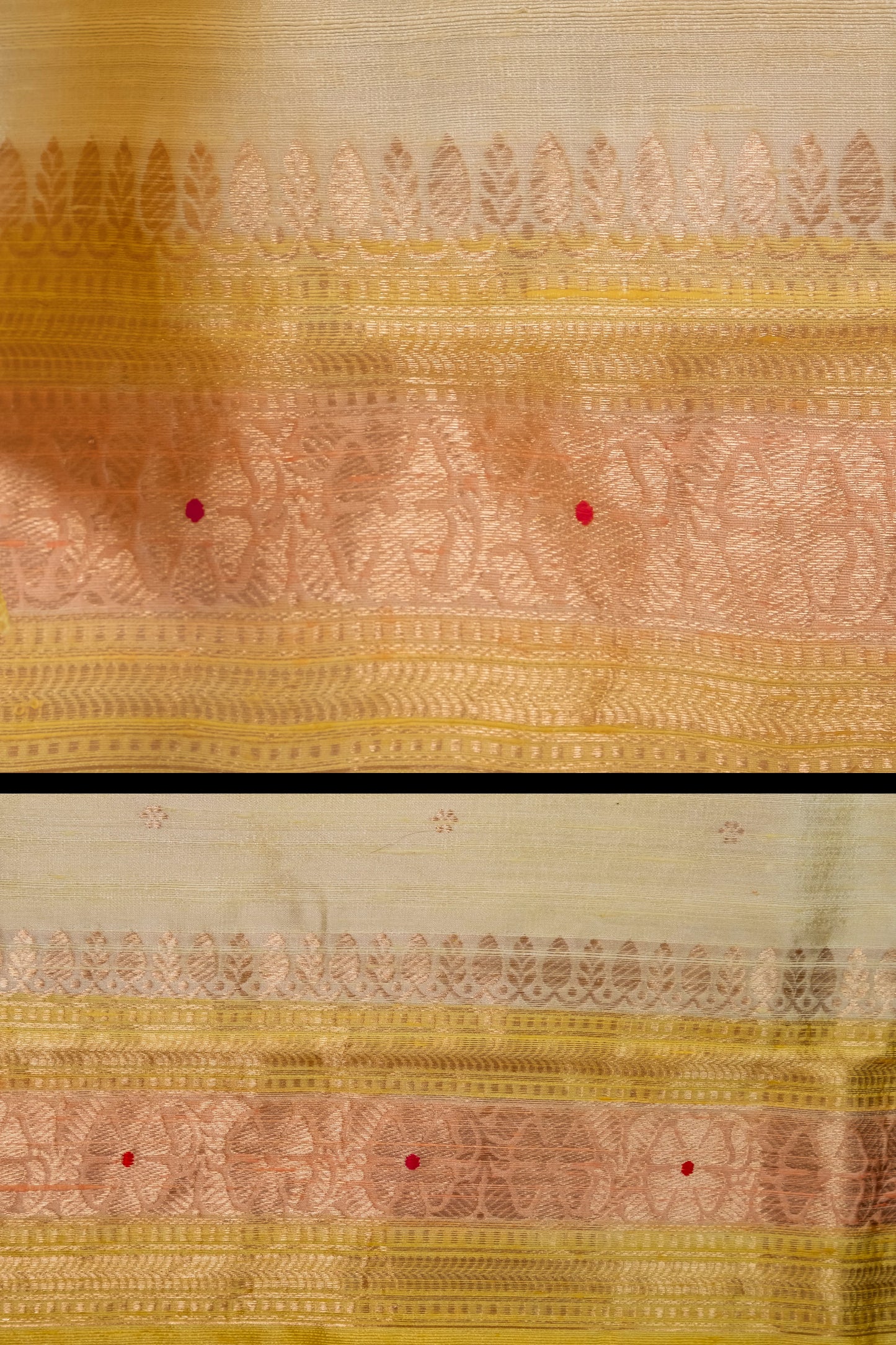 Yellow & Peach Handwoven Raw Silk Suit