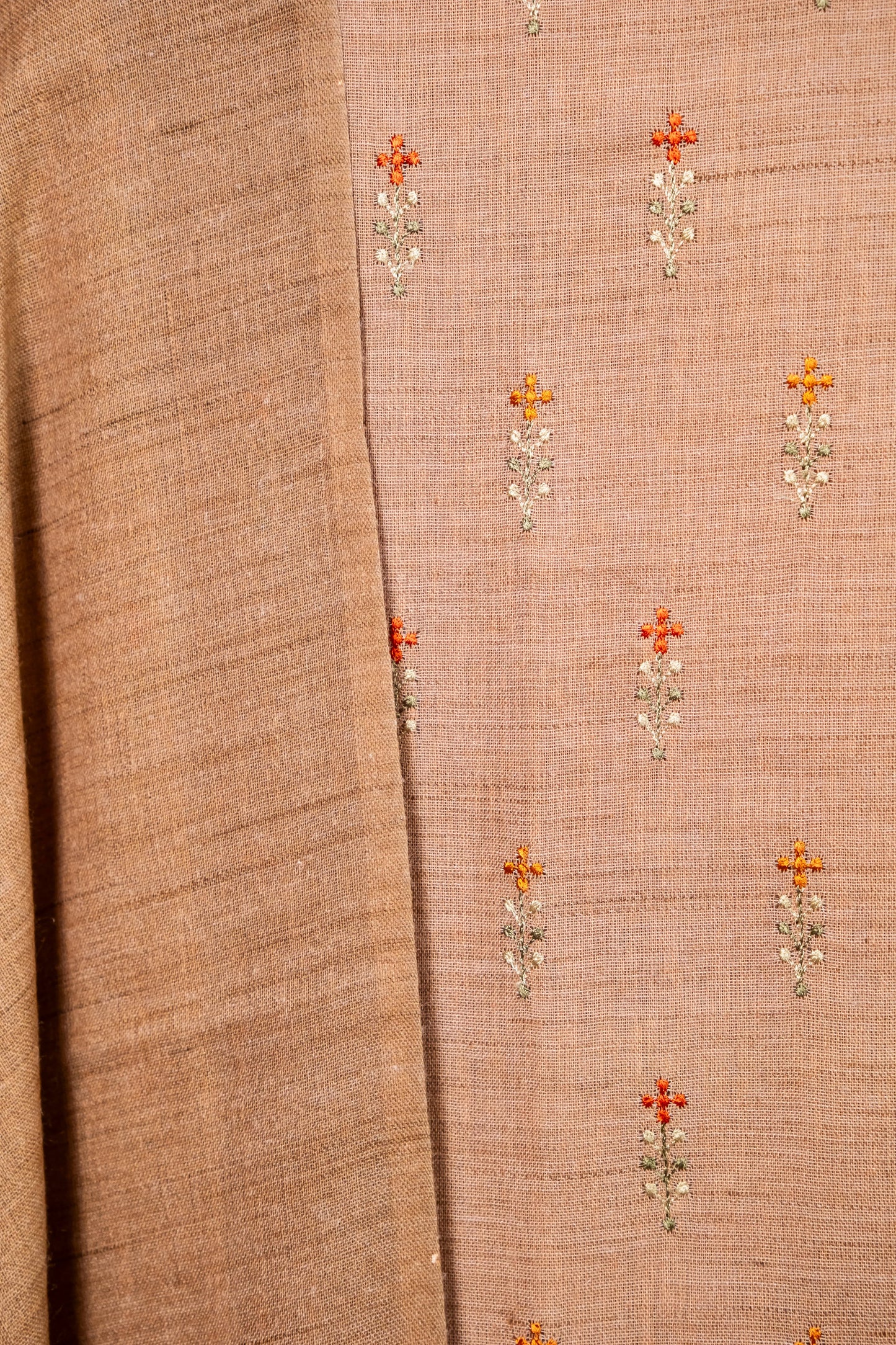 Brown Matka Linen Embroidered Suit