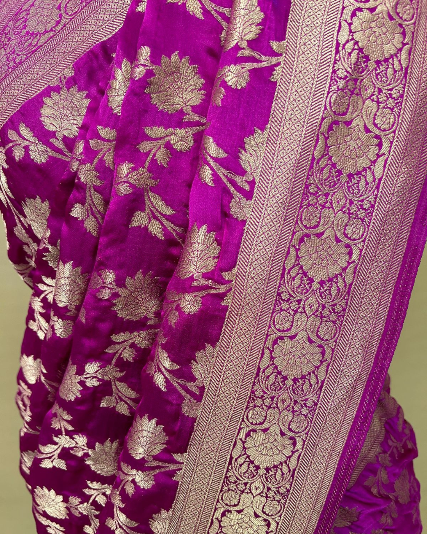 Magenta Gajji Satin Zari Weaving Saree