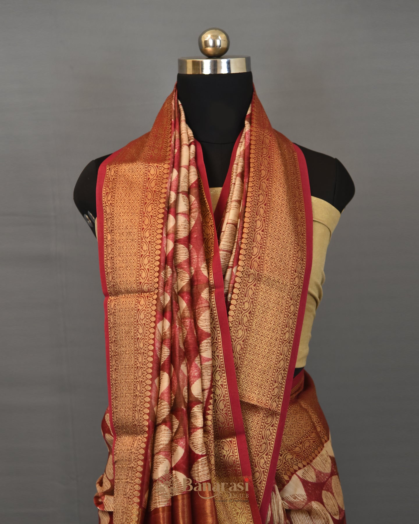Dusty Pink Geometrical Printed Chanderi Silk Saree