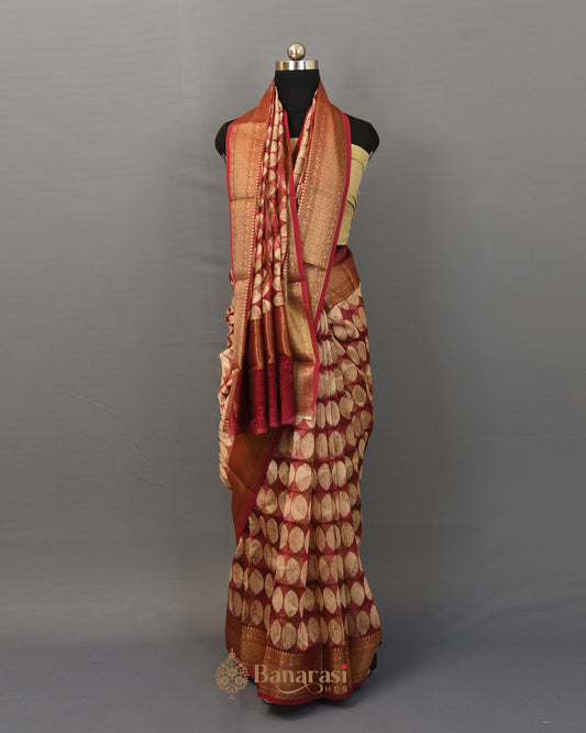 Dusty Pink Geometrical Printed Chanderi Silk Saree