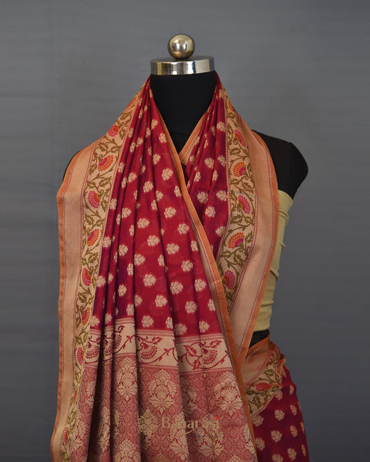 Light Magenta Woven Cotton Banarasi Saree