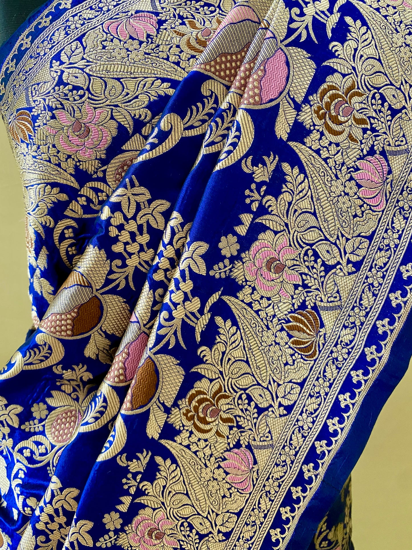 Royal Blue Meenedar Handwoven Katan Banarasi Silk Saree