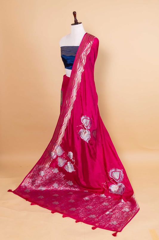 Rani Leheriya Border Fancy Silk Saree