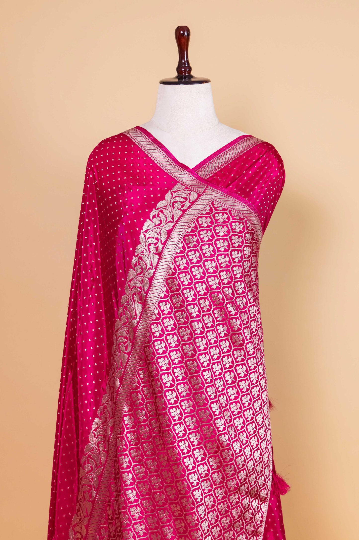Rani Zari Buti Weaving Fancy Silk Saree