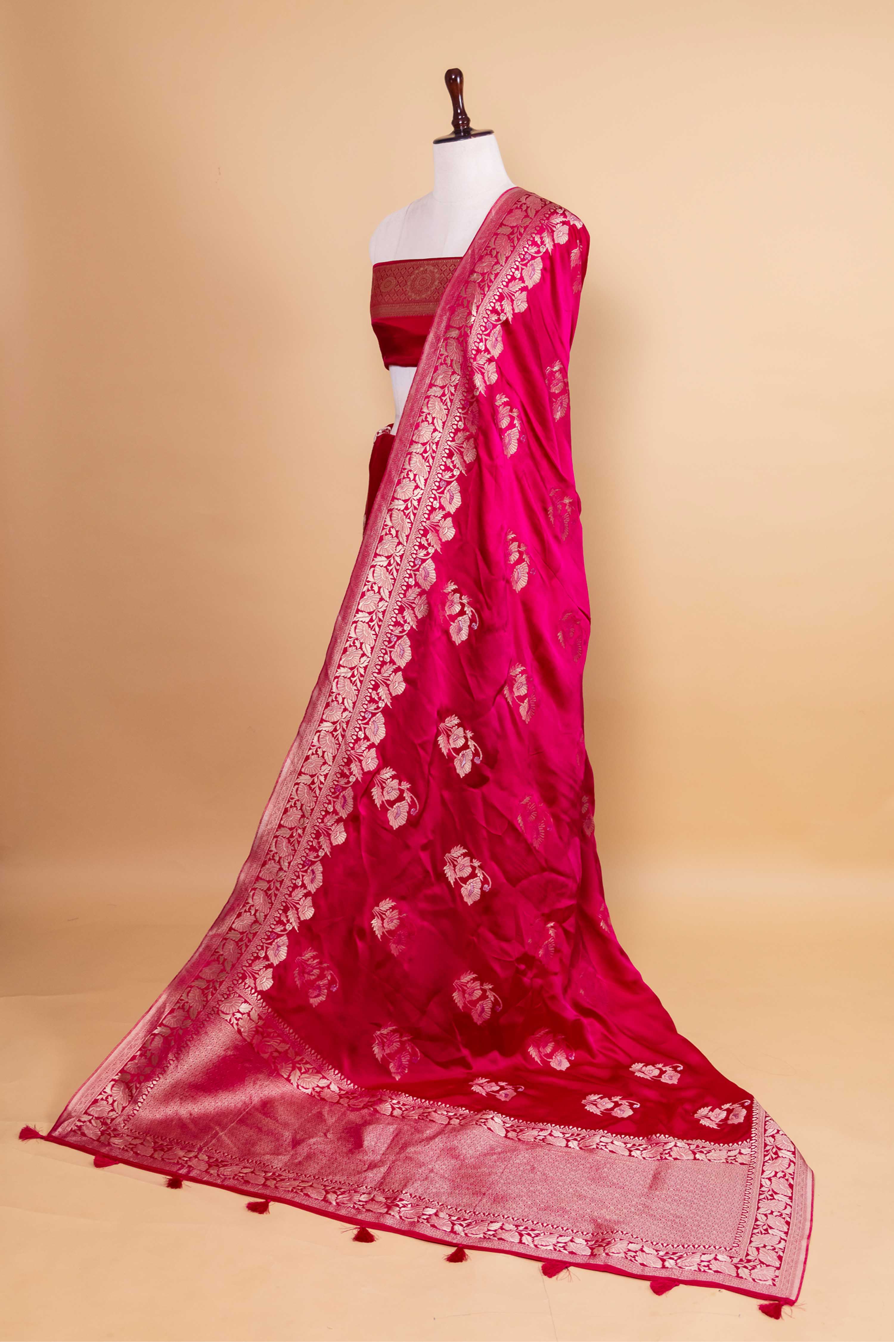 Rani Floral Weaving Satin Silk Saree