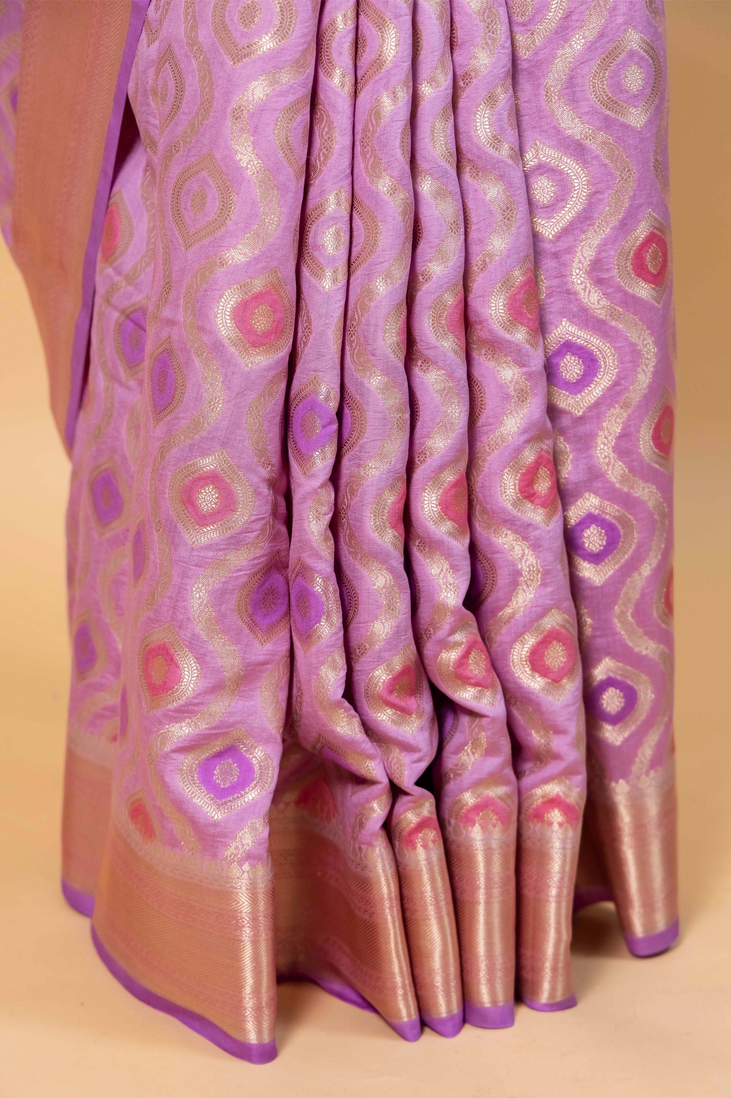 Lavender Rangkat Chiniya Silk Saree