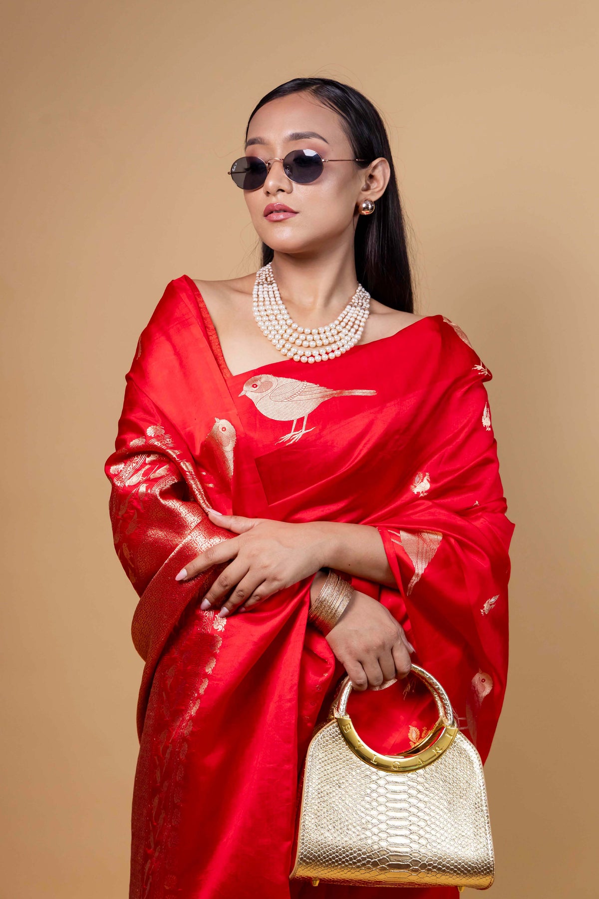 Red Nita Ambani Puna Silk Saree