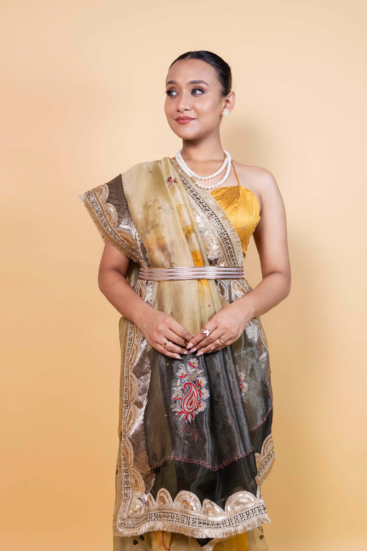 Light Green Embellished Organza Silk Saree