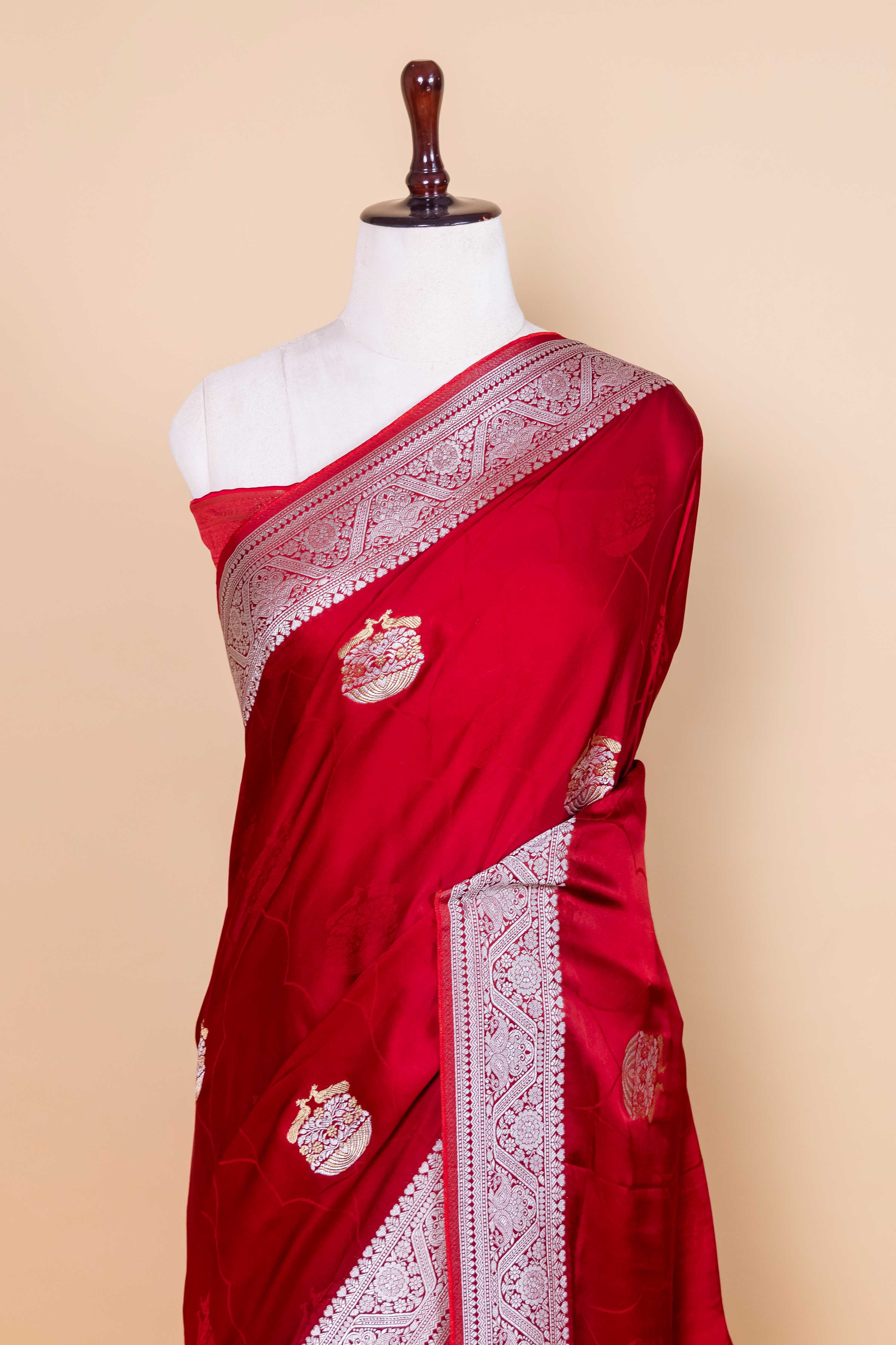 Maroon Sona Rupa Satin Silk Saree